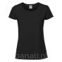 koszulka czarna, T-shirt damski, Lady-fit 100% bawełna F186, czarny, zaokrąglony dekolt, 