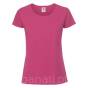 koszulka różowa, T-shirt damski, Lady-fit 100% bawełna F186, rozowy ciemny, fuksja, zaokrąglony dekolt, 